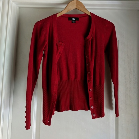 Red button up cardigan - Picture 2 of 2